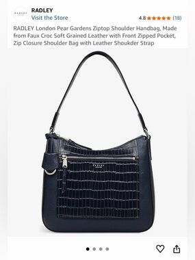 RADLEY LONDON black Croc-Effect Zip Top Shoulder Bag